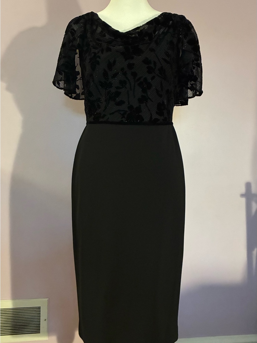Lauren Ralph Lauren Black Midi Dress with Embellished Bodice